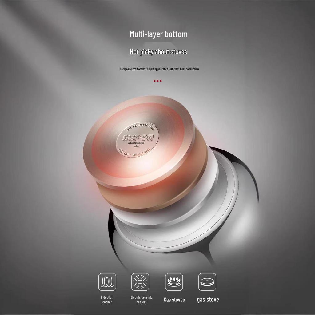 Supor Universal High-Pressure Stainless Steel Cooker: Safe, Explosion-Proof, Fast, Thickened for Induction & Gas Stoves