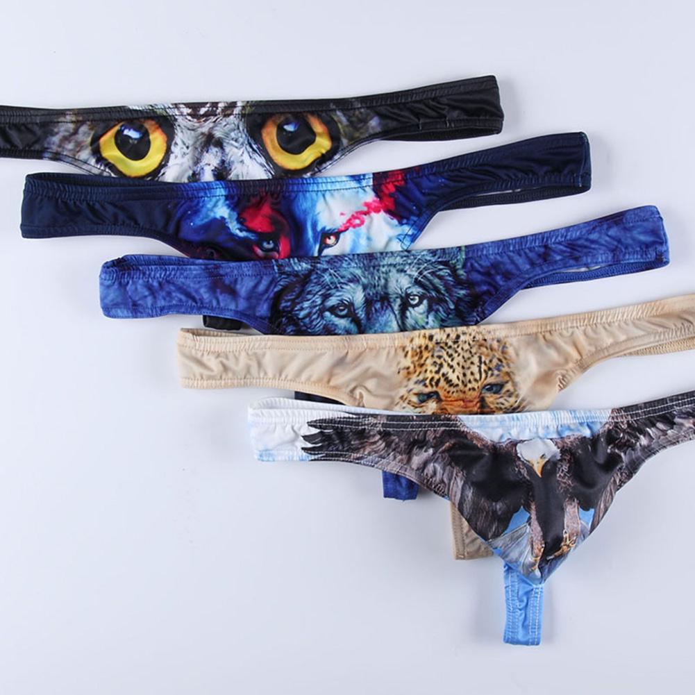 

3D Животное U Bulge Печать Мужской чехол Выпуклый G-string Стринги Низкое нижнее белье