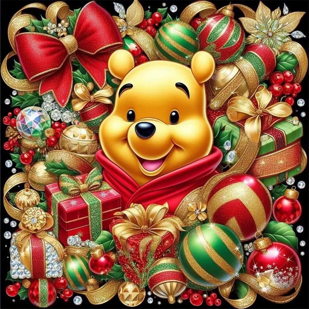 Disney 5D Diamond Painting Winnie The Pooh Christmas Cross Stitch Mosaic Kit Home Decoration Wall Sticker DIY Handmade Gift