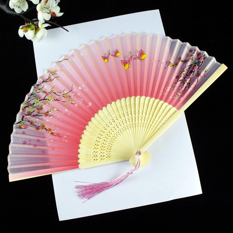 Classical Chinese Dance Fan - Handmade Bamboo Folding Fan for Wall Decor, Performance Costume & Partition Screen