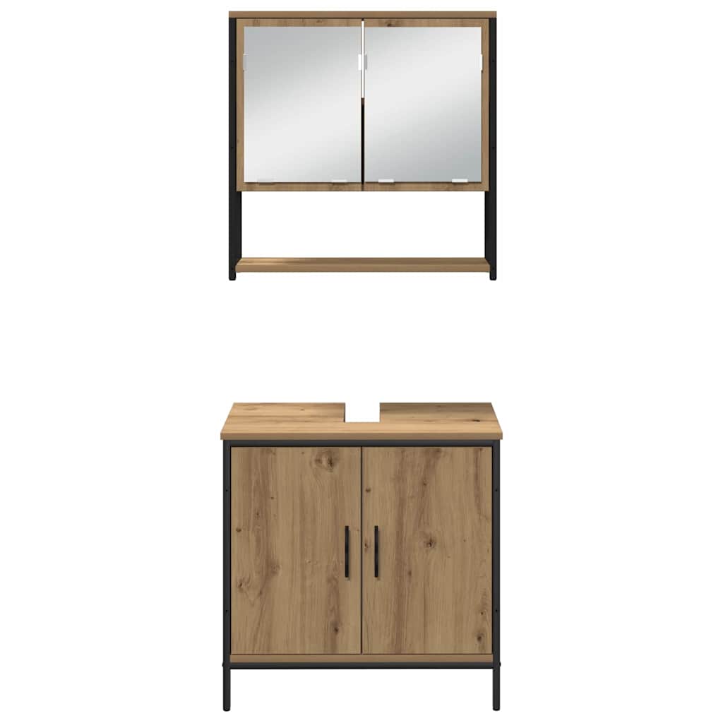 Bathroom Furniture Set with Shelf with Door 4 pcs Brown Engineered Wood