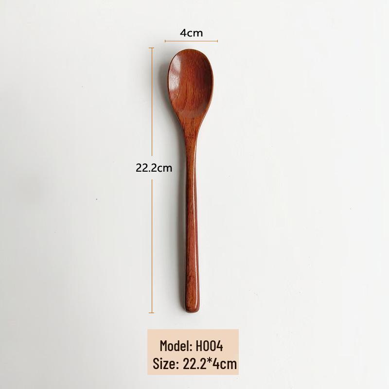 Camphor Wood Japanese Spoon Set: Long Handle, Solid Wood for Soup, Rice, Tea, and Seasoning.