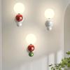 Lovely LED Wall Light Red Green White Metal Children's Room Wall Lamps Parlor Office Aisle Stairs Wall Sconce White Acrylic Ball