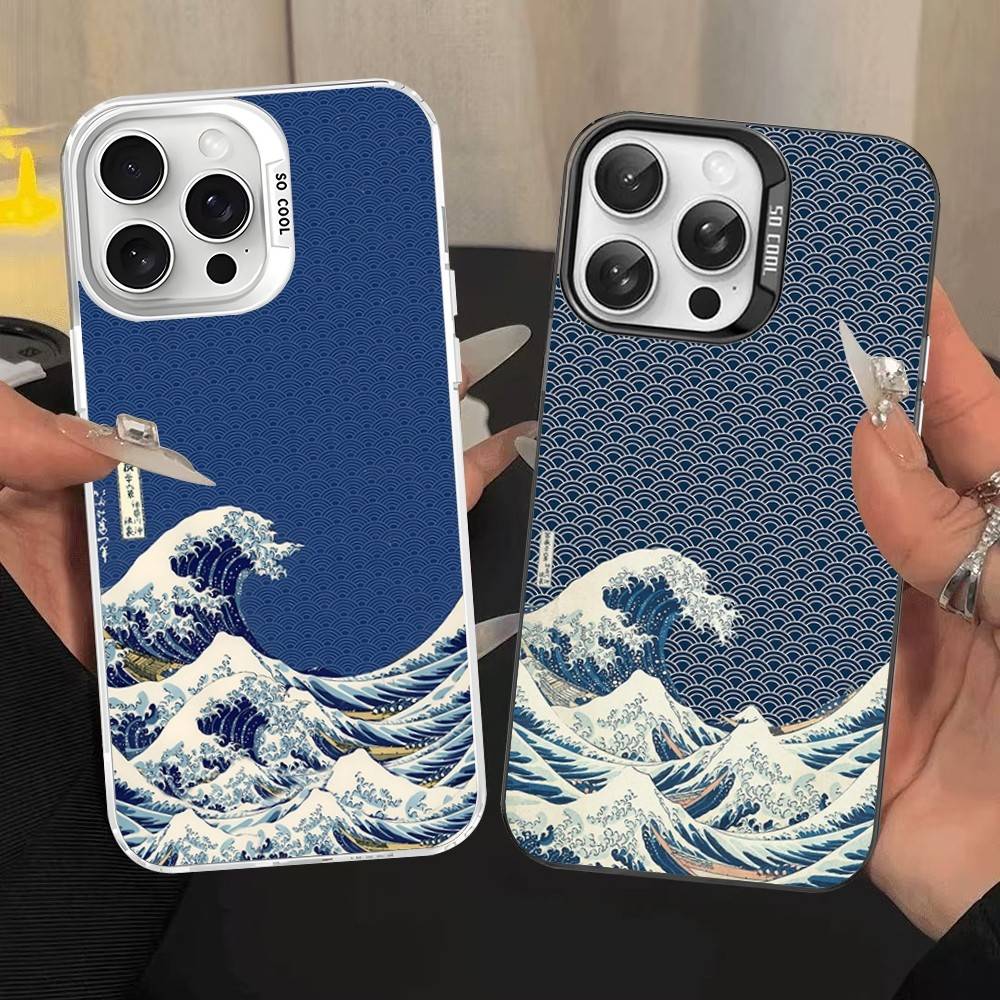 Japanese Waves Phone Case For IPhone 17 16 15 14 13 12 11 Pro Max Plus Pro Colorful Shell