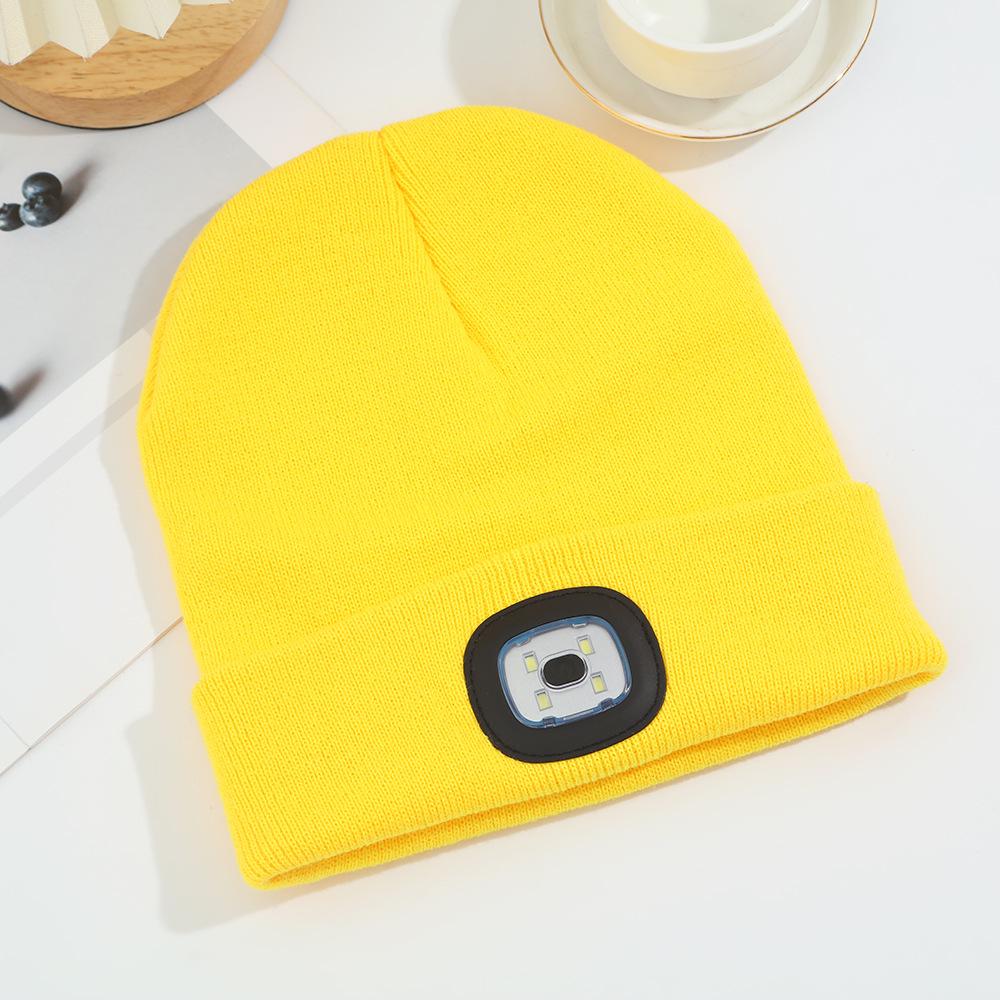 Dobíjecí LED vlněná pletená čepice pro venkovní sporty a cyklistiku