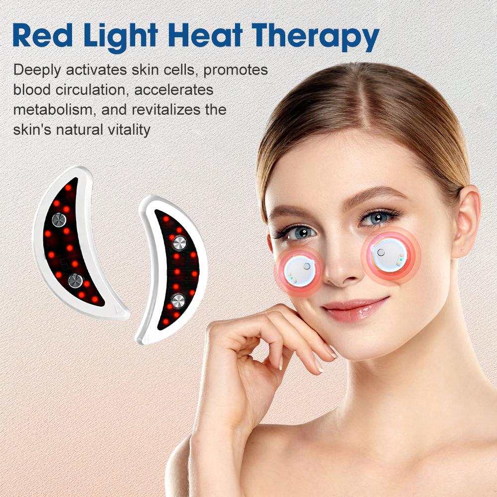 2 in 1 Red Light Facial Eye Beauty Massager With Gel Patch For Treatment Under Eye Wrinkle Heating Reduce Eye Bags Fine Lines