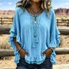 Women Solid Color Boho Top V Neck Lace Crochet Tie Front Ruffle Sleeves T Shirt Blouse Top