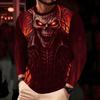 Herbst und Winter Herren Totenkopf 3D-Druck Rundhals Langarm T-Shirt