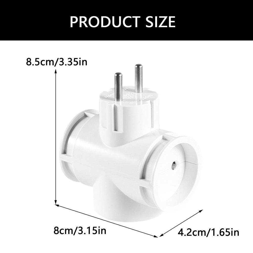 Compactly Eu Plugs Adapter Converts Single Outlet to Triples Socket Travel Plugs for International Travel 16A Expander