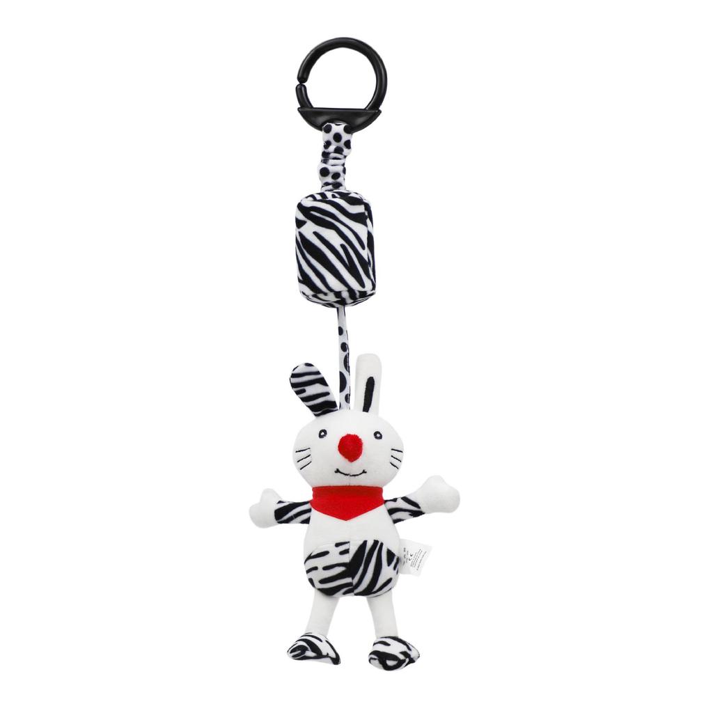 BBSKY Black & White Baby Stroller Mobile: Rabbit, Bee, Bird & Dog Plush Hanging Ornaments 