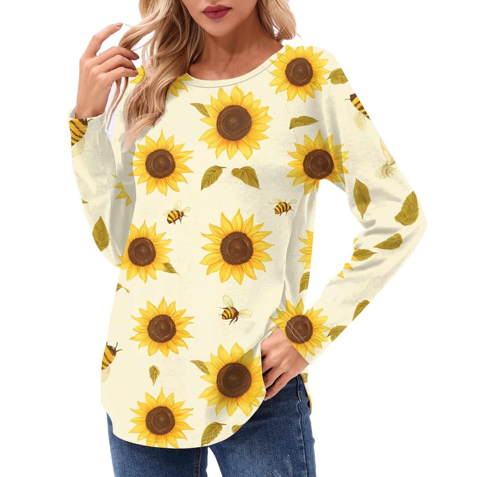 

Женские рубашки с длинным рукавом, повседневные модные туники, топы с круглым вырезом, базовая свободная футболка M