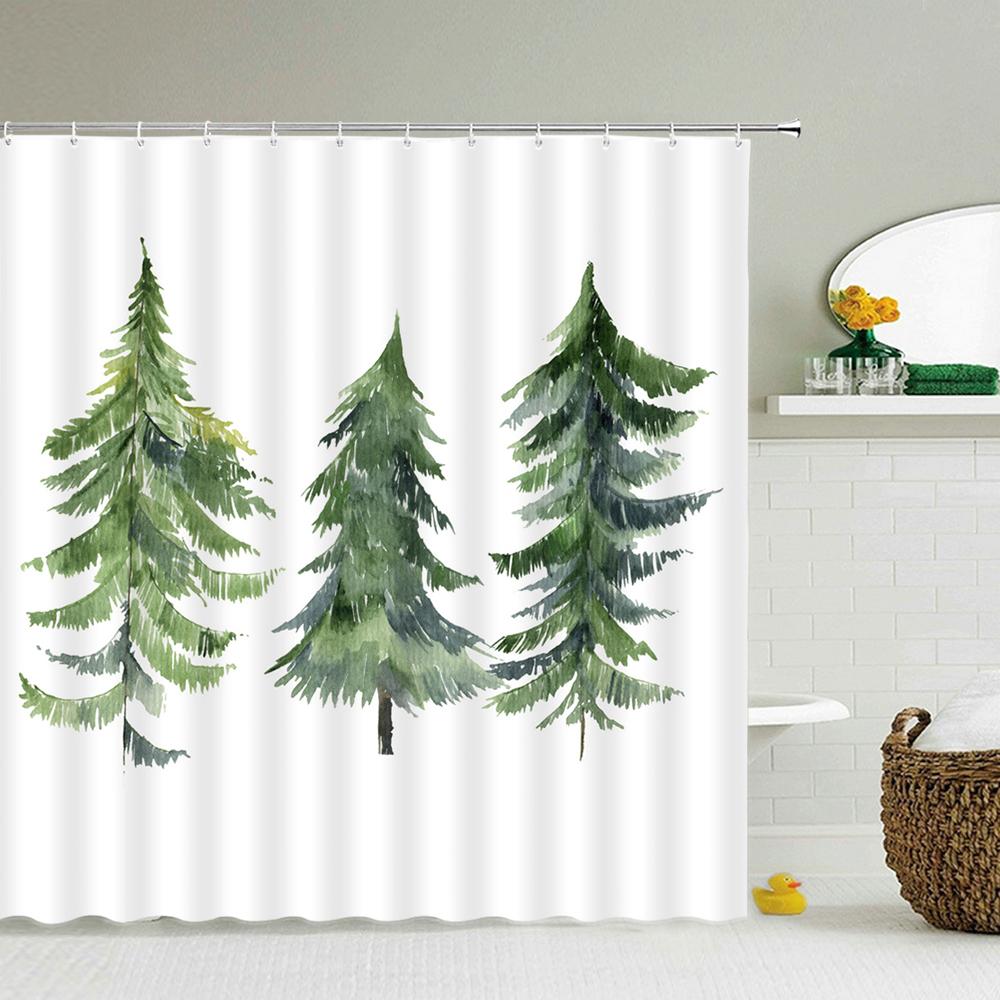 

Тропические зеленые растения листья с принтом 3d шторы для ванной водонепроницаемый полиэстер моющийся занавеска для душа для ванной ширма с крючками W120xH180cm