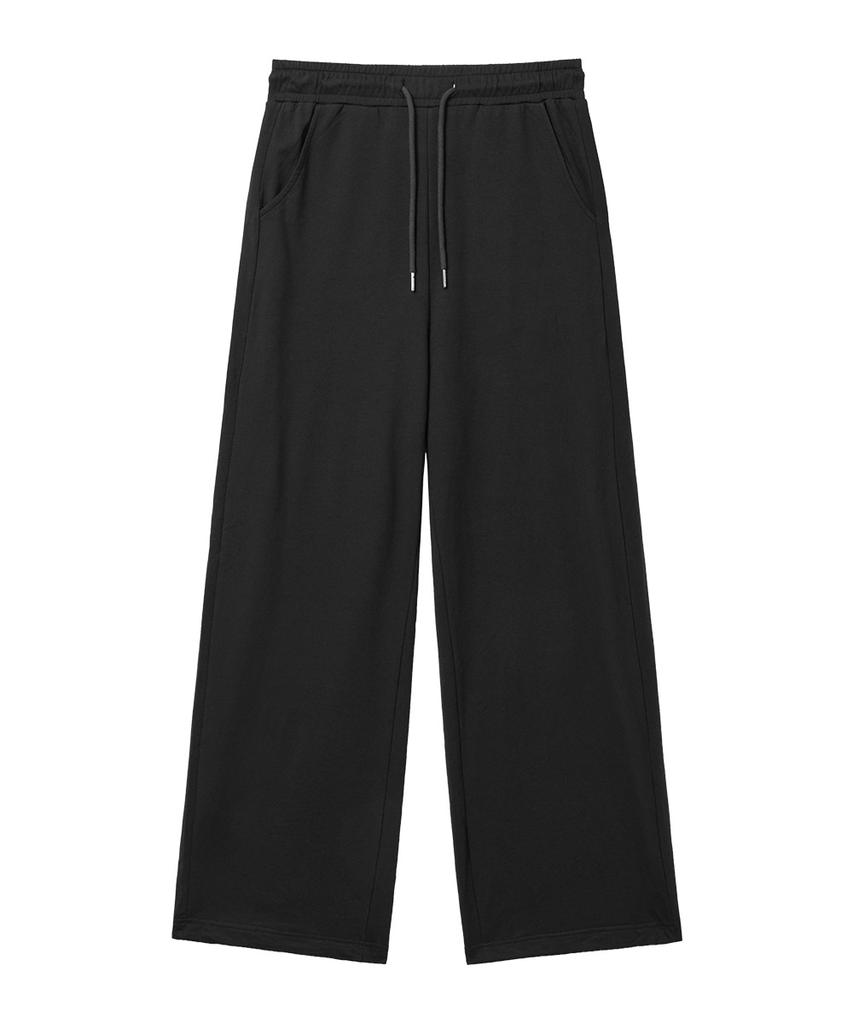 MOZMOZ Plain Side-Pleated Wide Training Pants Black