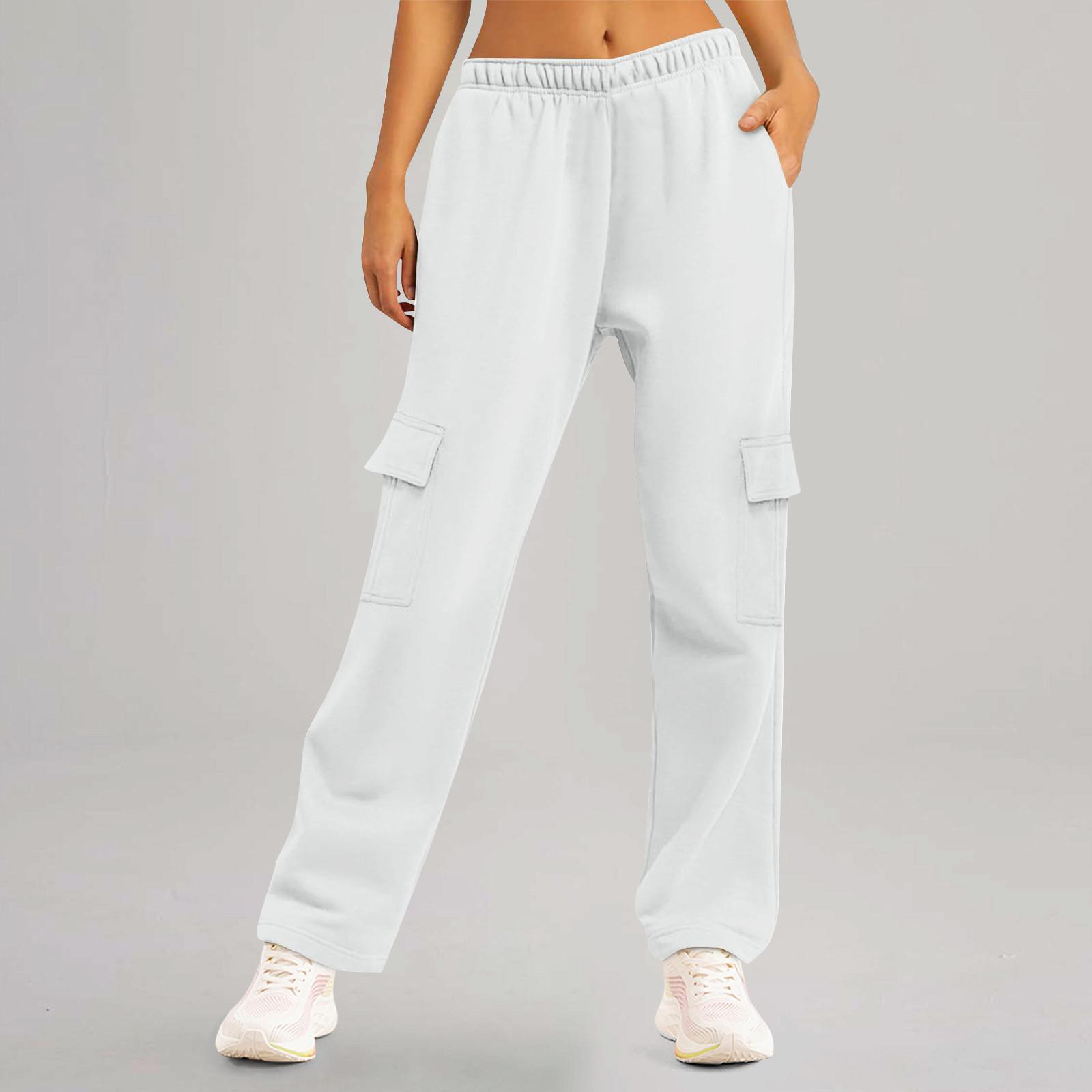 

Женская рабочая одежда, спортивные штаны, повседневные свободные флисовые брюки для бега с высокой талией, женские спортивные штаны, повседневные брюки, штаны для йоги, домашняя одежда XL белый