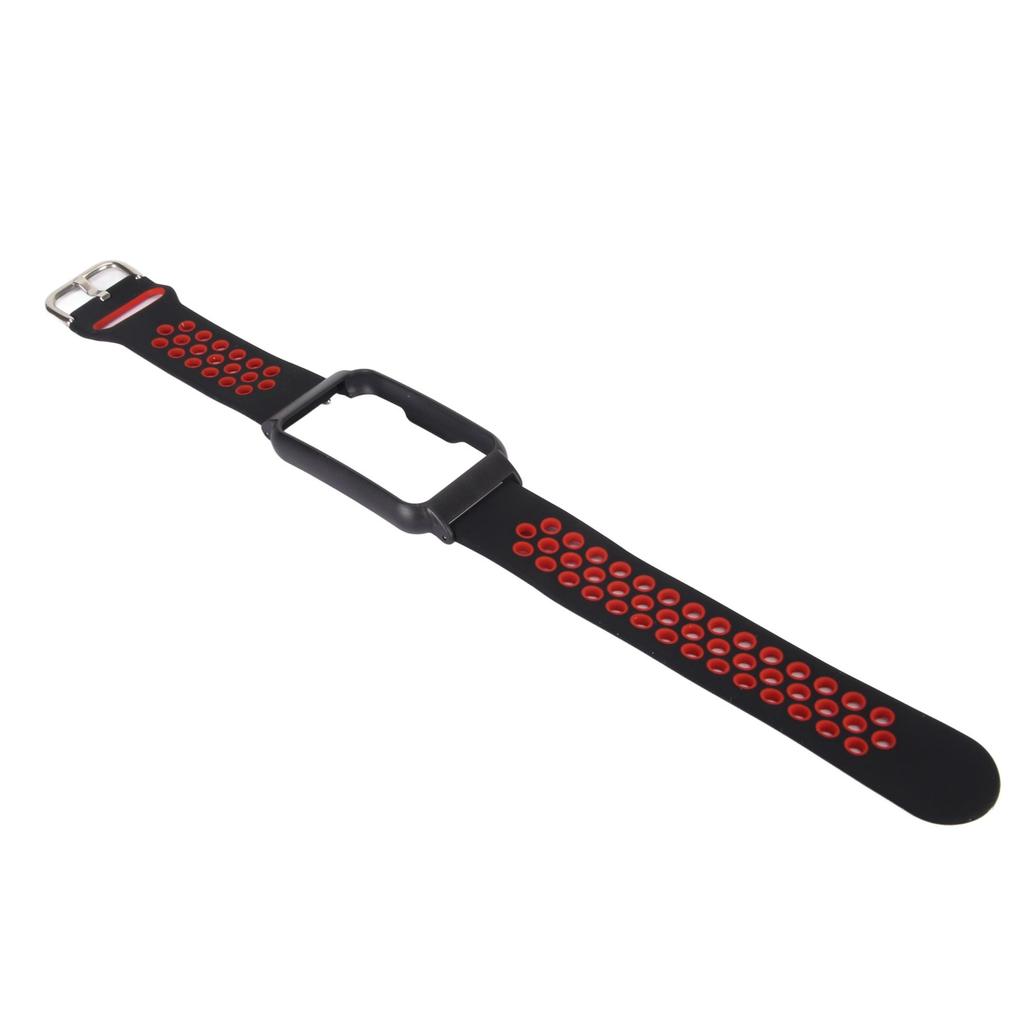 20mm Silicone Watchband Soft Breathable Stylish Comfortable Lightweight for OPPO FREE Smart Watch Black Red + Black