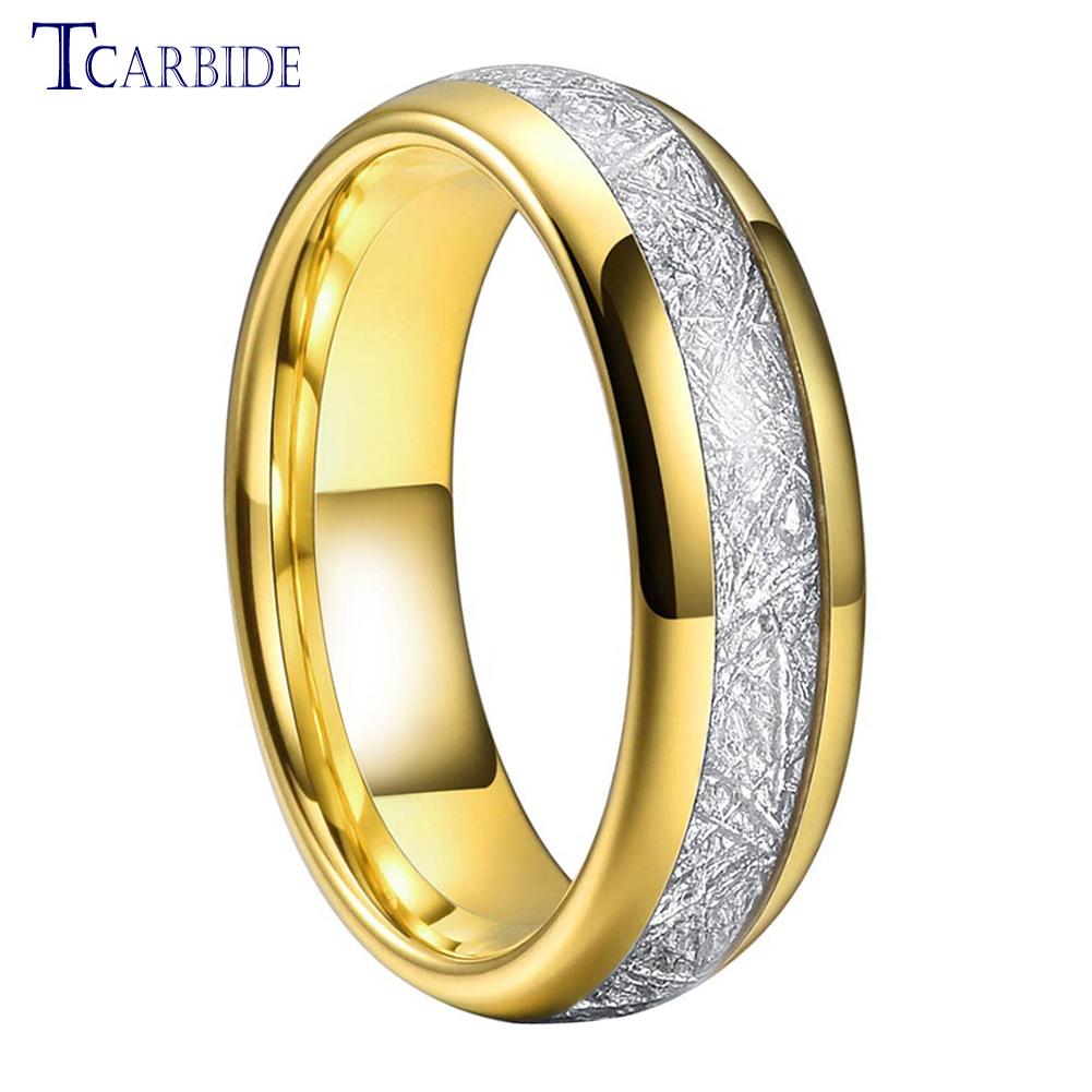 4MM 6MM 8MM Men Women Tungsten Engagement Wedding Band Bright Meteorite Inlay Valentine's Day Gift Jewelry Comfort Fit