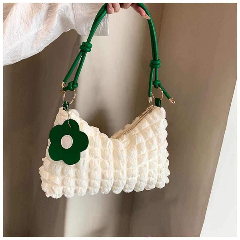 Bubble Flower Portable Cylinder Bag Women's New Japanese and Korean Girls One Shoulder Hand Carry Bento Bag Contrasting Color Design