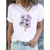 Cute Floral Print T-shirt Ladies Fashion Short-sleeved Clothing Casual Loose Top