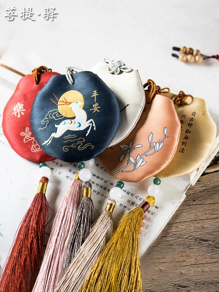 Dragon Boat Festival Peace Bag Chinese Style Perfume Bag round Sachet Ornaments Zen Pendant Creative Archaistic Carry-on Sachet Pouch