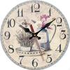 European Theme Wall Clock NonTicking Vintage Wooden Home Decor for Living Room, Bedroom,