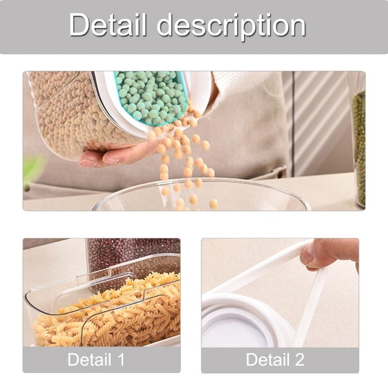 Space Saving Designs Sealed Grains Bin for Freshness Portable for Home Use and Office Supplies Pantrys Organization