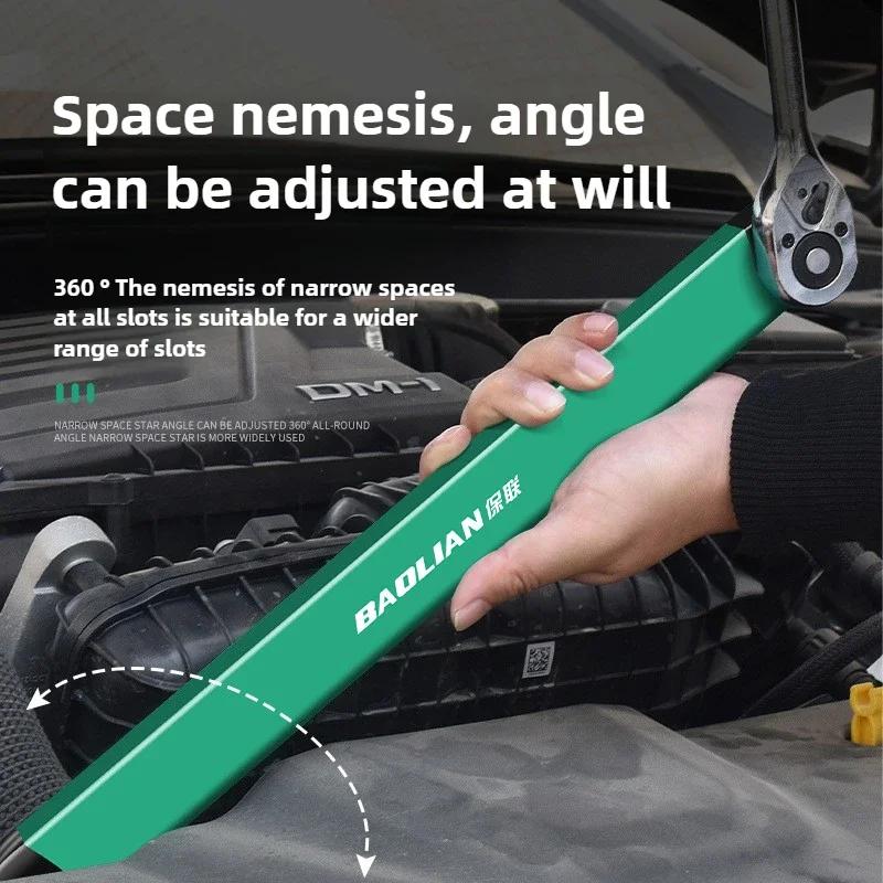 BaoLian Dual Head Offset Extension Wrench Multi Functional Tool with 1/2 1/4 3/8 Drive Adapters Universal for Tight Spaces