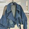 Y2k Tops Harajuku Fashion Vintage Coats Streetwear Denim Jackets for Women Patchwork Leather PU Casual Outwear