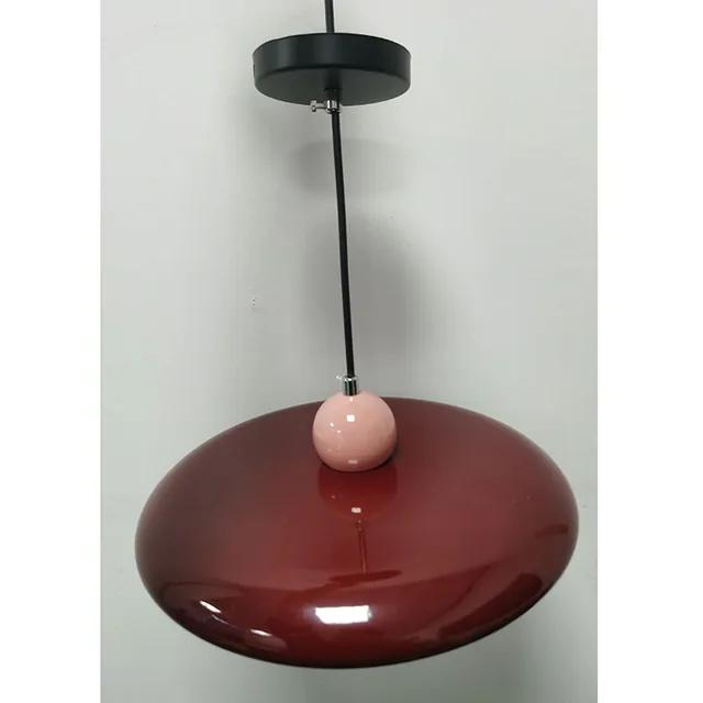 

European Style UFO Iron Pendant Light Dia20/30cm Modern Ceiling Lamp for Bedroom Living Room Kitchen Restaurant Dimmable Light No light bulb&DIA 20CM бордовий