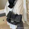 Denim fashion tote bag 2025 new large capacity chain messenger bag casual commuter women's shoulder bag