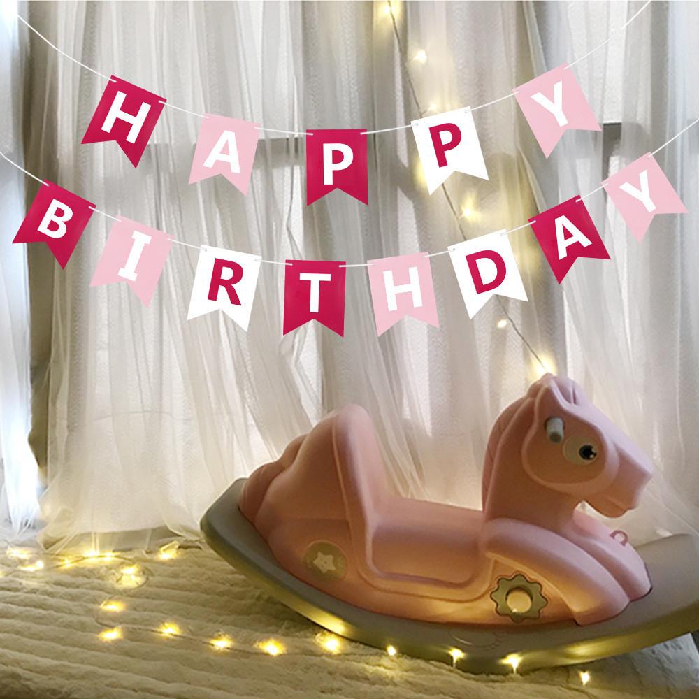 Birthday Happy Unique Triangular Paper Flag Banner With Foil Letters For Special Occasions