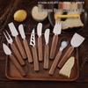 Acacia Wood & Stainless Steel Cheese Knife Set with Fork and Spatula