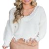 2022 Off-Shoulder Loose Knit Sweater with Deep V-Neck and Tassel Details