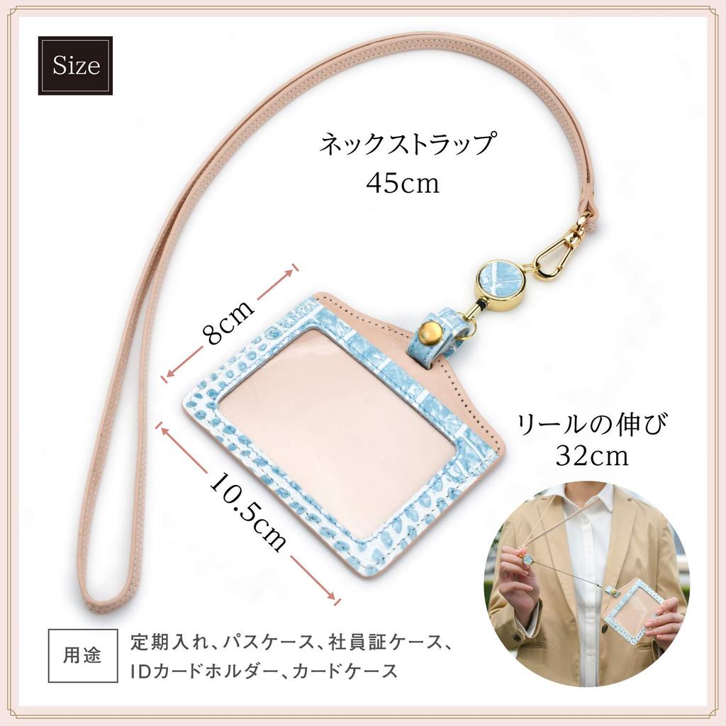 Porta-Cartão de Identidade de Couro Genuíno Zenzakura de Fábrica com Retrátil, Porta-Crachá Feminino, Porta-Passe, Porta-Crachá de Funcionário (Rosa)