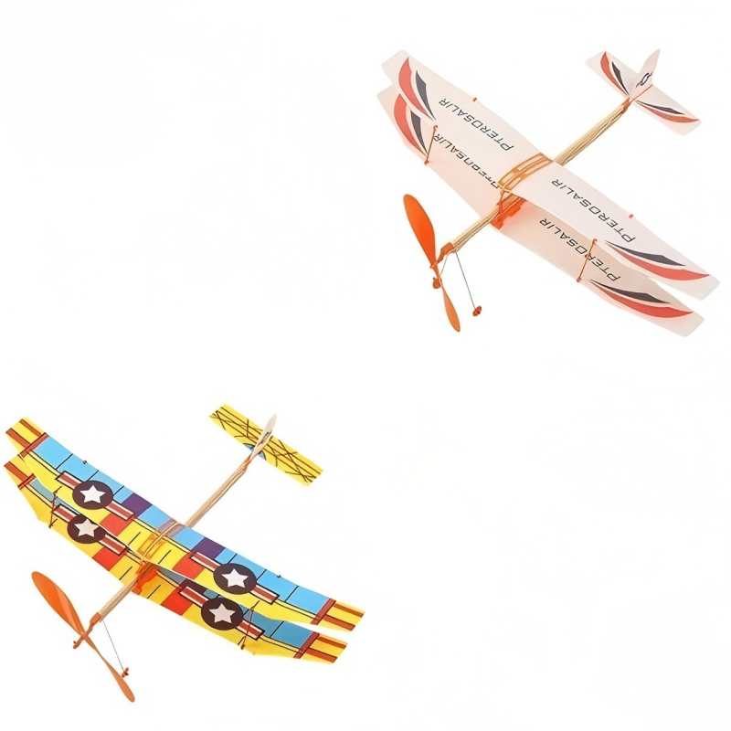 Rubber Band Powered Airplane - Balsa Wood Glider Model Toy for Outdoor Sports Throwing Aircraft for Kids & Adults(Random Color)