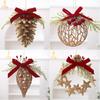Cross-border new product bow three-dimensional hollow Christmas wreath pendant Christmas scene arrangement pine cone hanging ball pendant