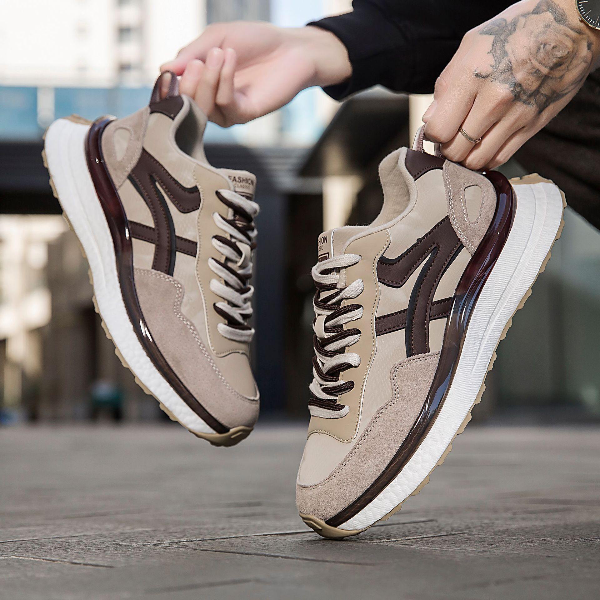 

Мужская обувь зима новая спортивная обувь для бега действительно лопнувшая кожа повседневная обувь платформа папа модная обувь 44