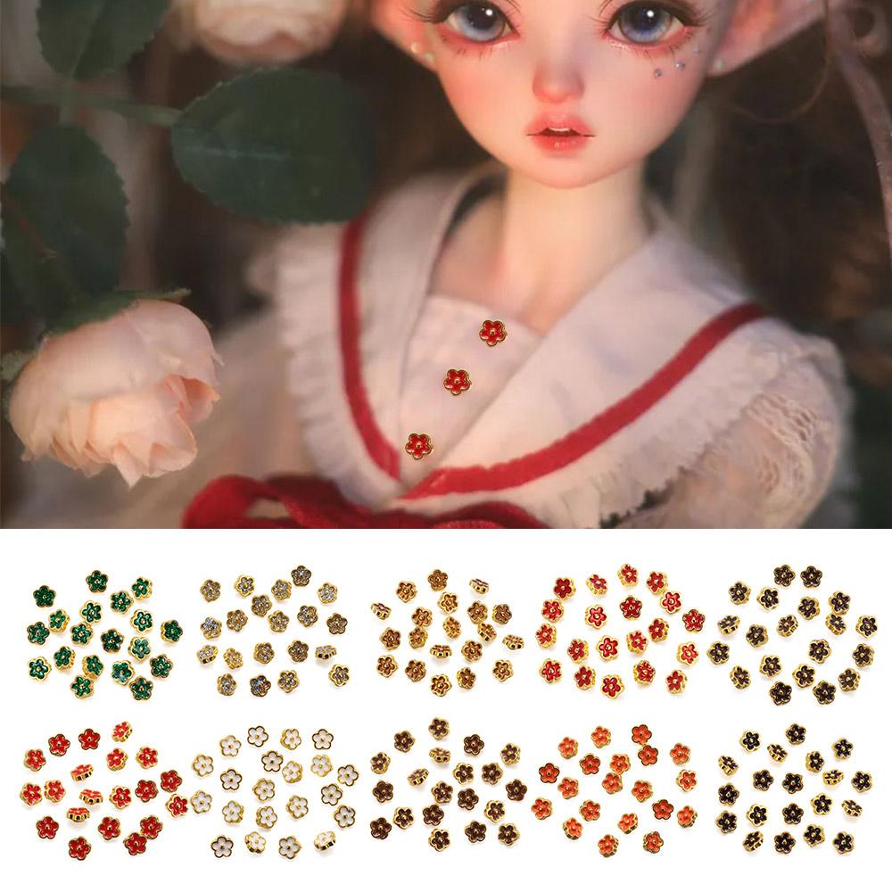 20pcs 5.5mm Flower Buckles Handmade Mini Cartoon Buttons Stuffed Toys Accessories  1/6 Doll