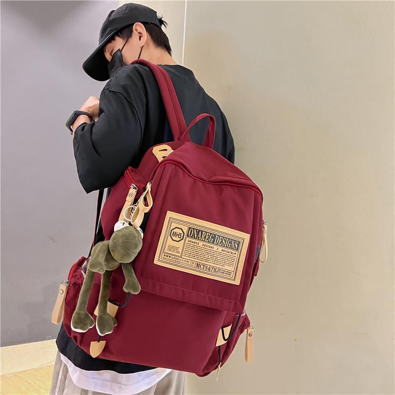 Large Capacity Schoolbag Male Korean Version Harajuku College Student Junior High School Backpack Trendy Cool Hong Kong Style Backpack
