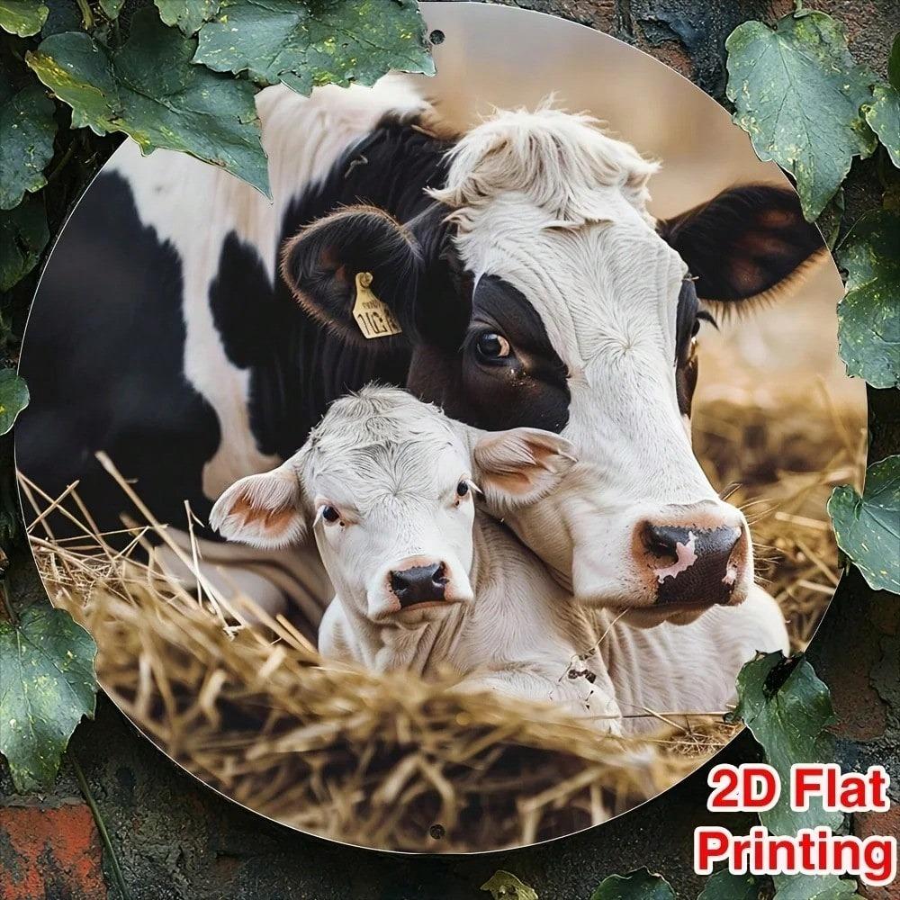 Vintage Cow Metal Wall Art, Farm Animal Home Decor, Funny Tin Sign for Living Room Bedroom Office, Barn House Gift