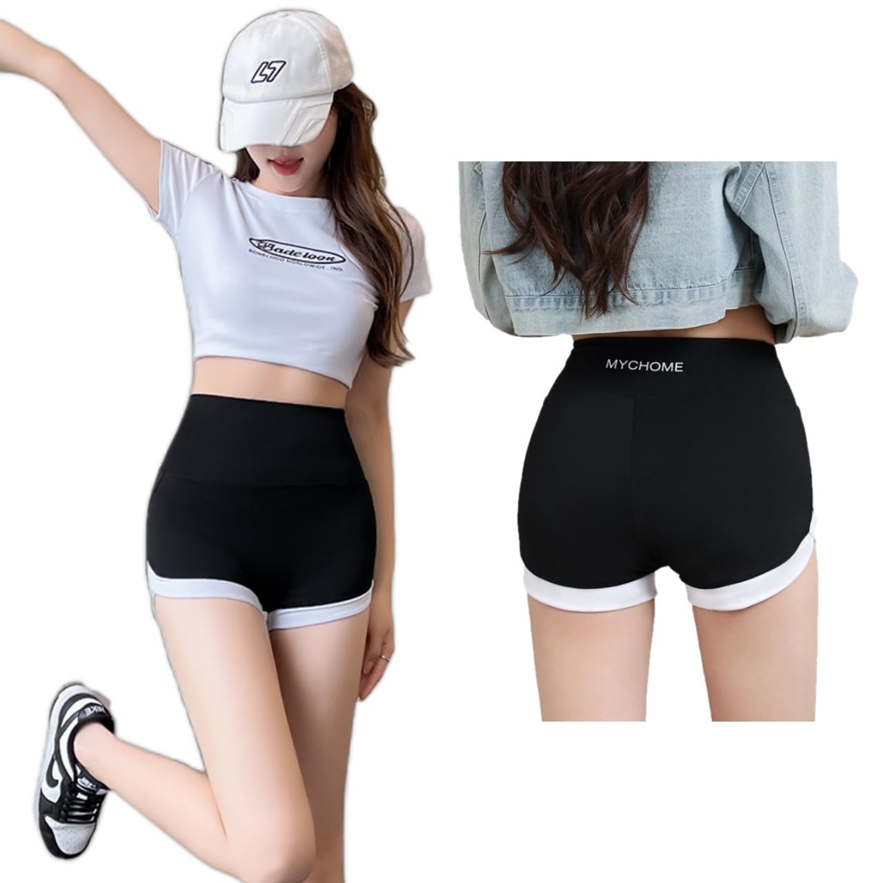 

AMAZ NIKO Йога Спорт Бег Растяжка Одежда для зала Женские шорты с высокой талией, Брюки, Леггинсы, Дышащие, Быстросохнущие, Влагоотводящие, Удлиняющие ноги, чёрный