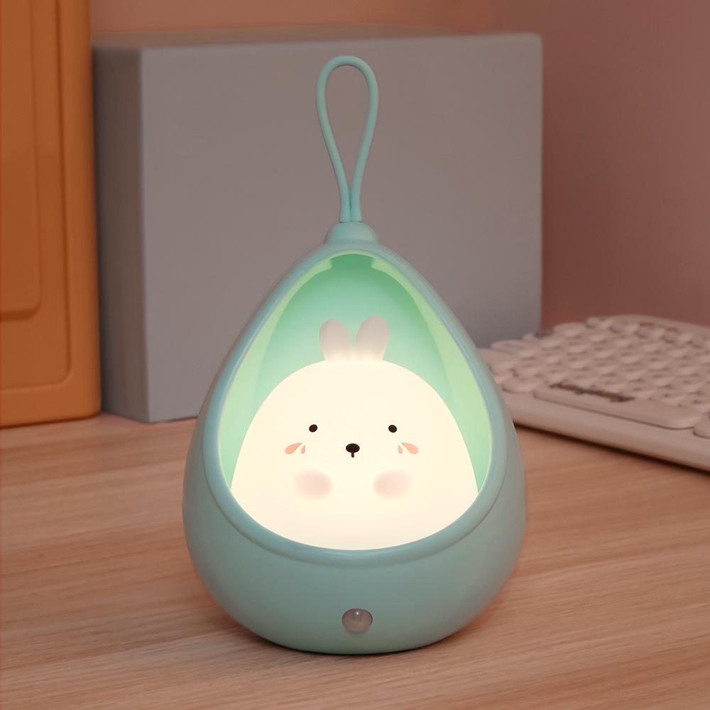 LED Night Light Human Body Sensing Lights USB Rechargeable Cute Animal Silicone Lamp For Bedroom Living Room Decor Children Gift