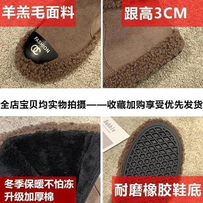 Hong Kong Wool Shoes Women's Winter Wear High Top 2025 New Warm and Velvet Lamb Wool Cotton Shoes Flat Non-slip Short Boots
