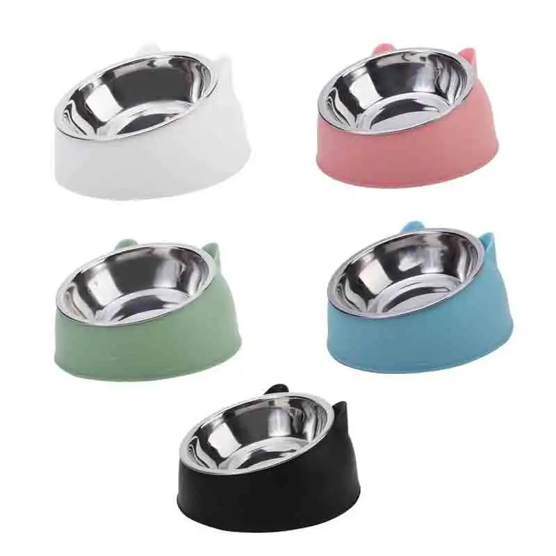 

100ML Cat Dog Bowl ,Stainless Steel 15° Tilt for Neck Protection, Anti - Tip Cat/Dog Feeder Cat Food Bowl Dog Bowl Cat Water