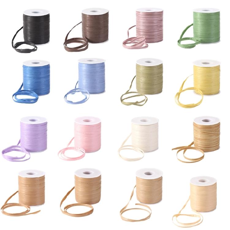 Flat Fiber Craft Cord for Crochet Weaving and Bag Making, Cotton Straw Ribbon Weaving Rope for Handmade Daily Work Use