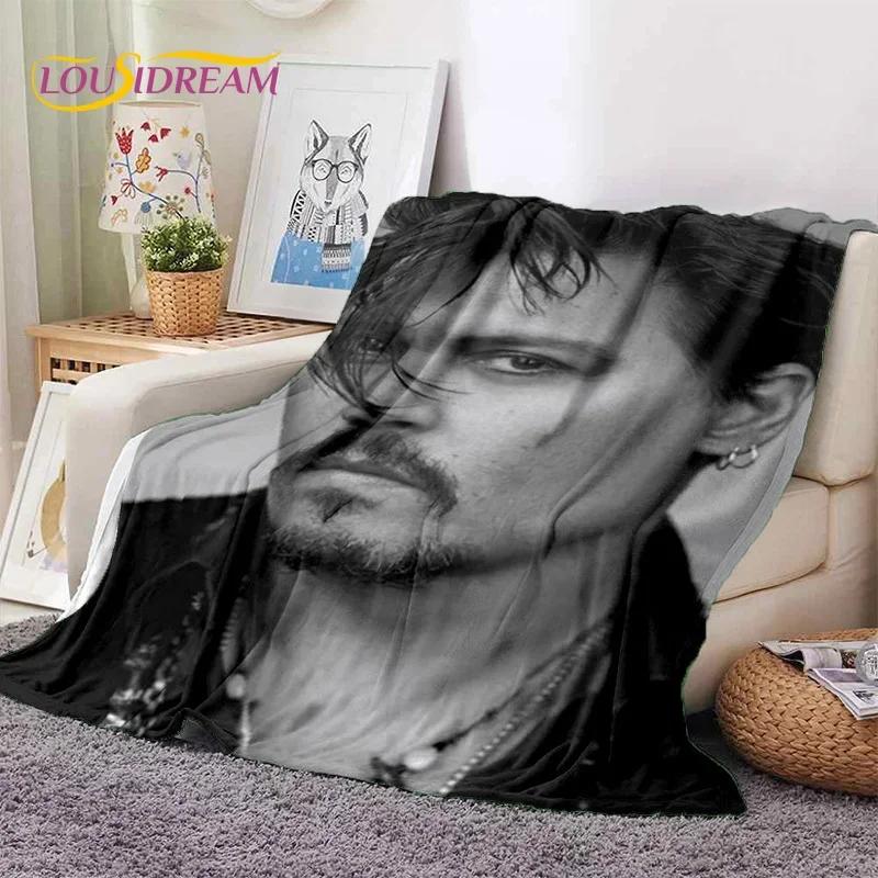 Manta Suave de Franela HD con Impresión 3D de Johnny Depp para Camas Dormitorio Sofá Picnic, Manta Ligera para Cubrir Aire Libre Ocio Regalo