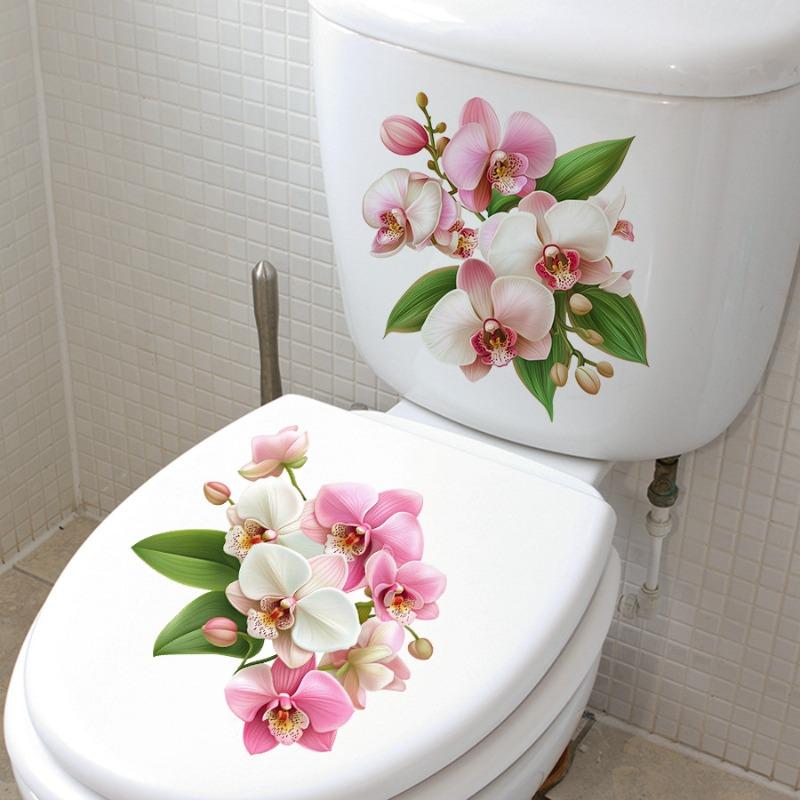 Freshly-bloomed Phalaenopsis Orchid Toilet Paper Sticker - Waterproof Self-adhesive Sheet