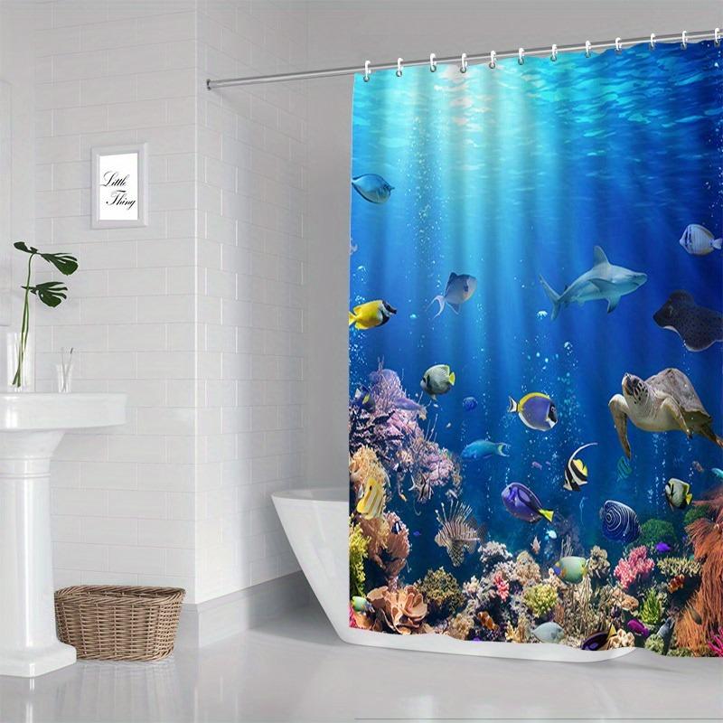 1Pc Vibrant Shower Curtain Polyester - With Hooks Waterproof Mildew Proof Easy Install Washable