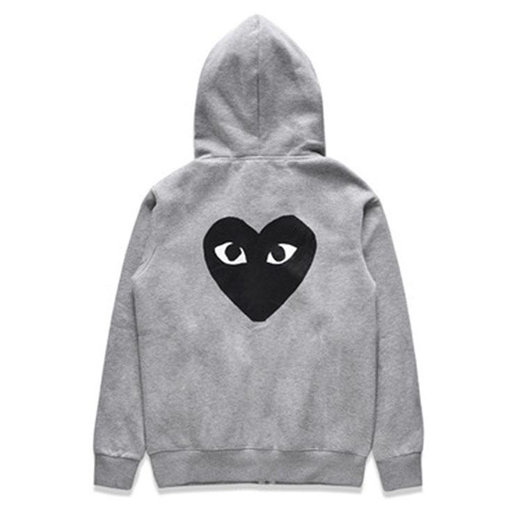 Felpa Streetwear Giapponese per Uomo Donna Coppia Pile Pesante Pullover Cuore Nero Ricamato Manica Lunga Top Oversize
