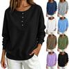 Women's Button Front Neck Pullover Sweatshirt Long Sleeve Color