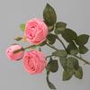 3 Stems Artificial Flowers Bouquet with 2 Heads Blooms And 1 Bud Real Touch Rose Flower Branch for Wedding Home Office Table Decor